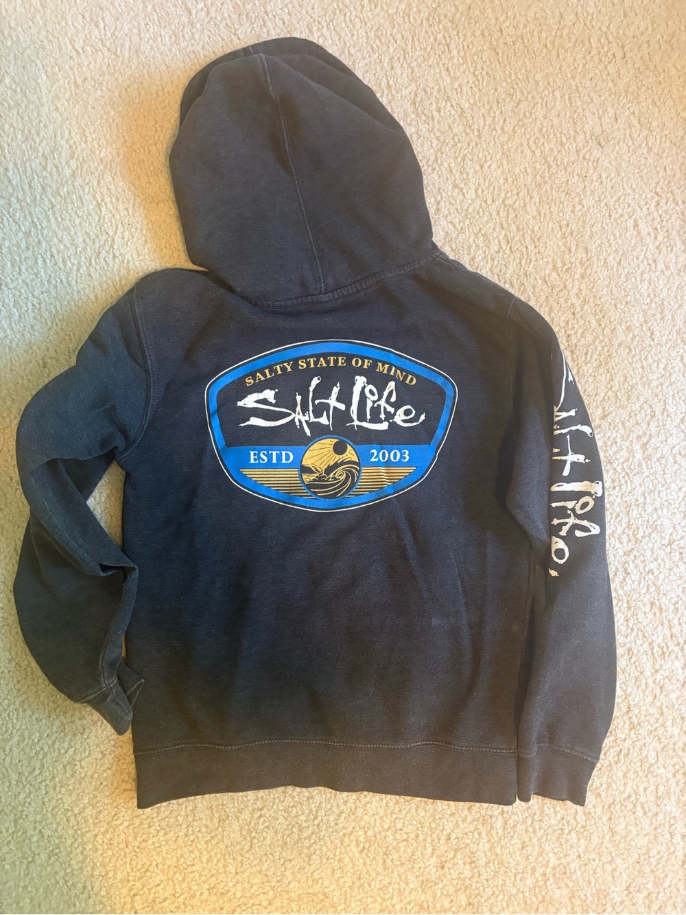Salt Life Dark Navy Kids Hooded Sweatshirt with Back Graphic